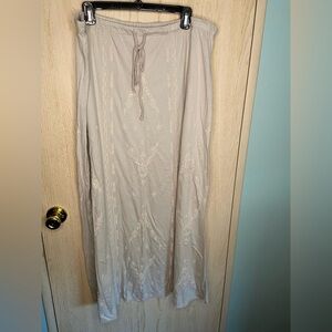 JOHNNY WAS JW Los Angeles Joy Love Light Tan Embroidered Maxi Skirt Sz XL